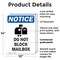 Signmission Do Not Block Mailbox, 10 in W x Rectangle, Plastic OS-2PACK-NS-P-1014-V-11082 - alternate 8